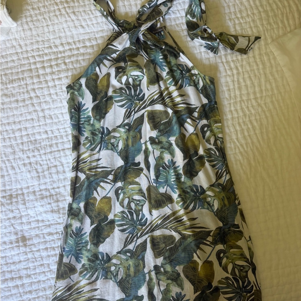 Tommy Bahama Green Leaf Halter Mini Dress